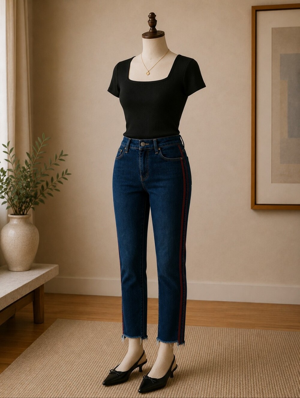 MOTHER The Stunner Zip Ankle Step Fray Side Stripe Jeans Size 25